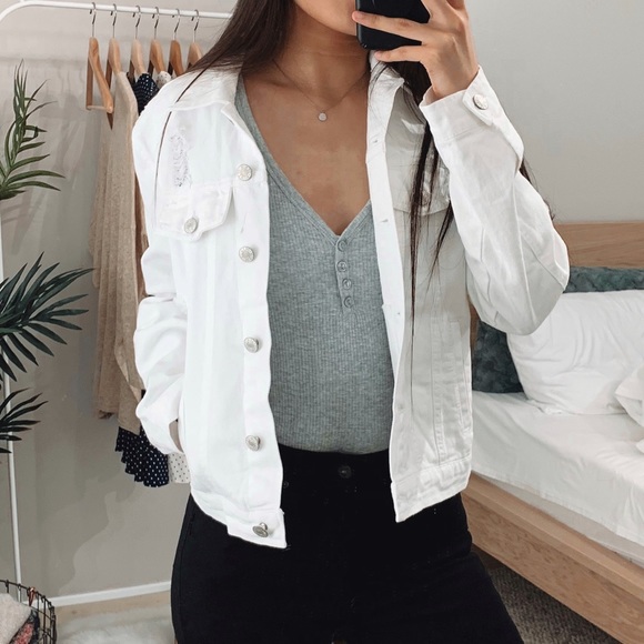 Felicias Jackets & Blazers - 🆕 Harper - White Denim Jacket